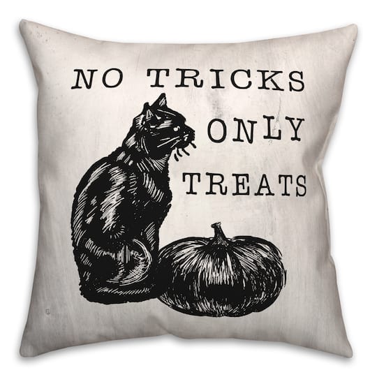 No Tricks Only Treats Cat Throw Pillow